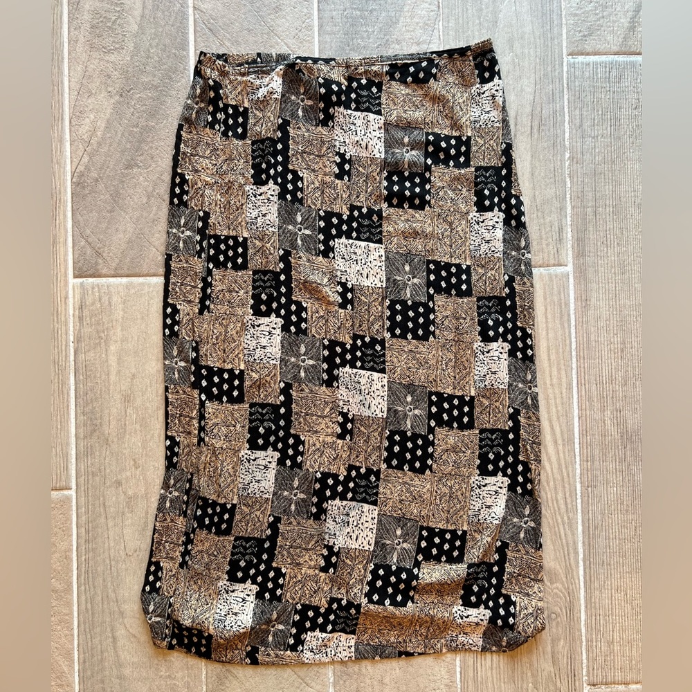 Patchwork print long skirt. California Krush, size XL.